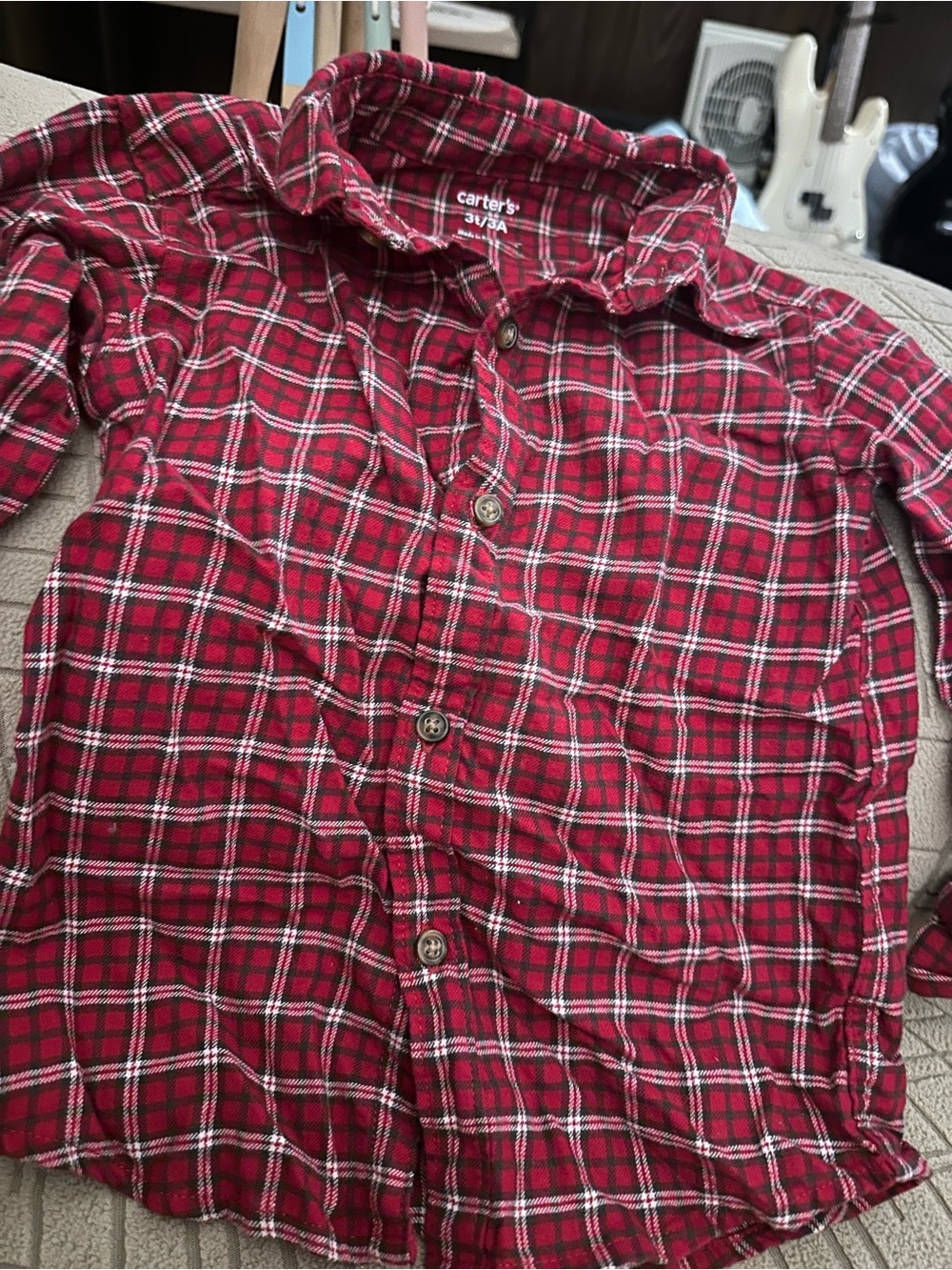 Carter's Red and Black Plaid Button-Down Shirt